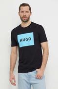 Koszulki męskie - HUGO t-shirt bawełniany męski kolor czarny z nadrukiem - Hugo - miniaturka - grafika 1