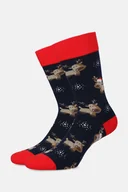 Skarpetki męskie - Skarpety Świąteczne Granatowo-Czerwone W Renifery - miniaturka - grafika 1