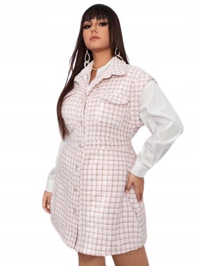 SHEIN SUKIENKA PLUS SIZE W KRATKĘ PROSTA 44 ŁOU