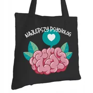 Torby i wózki na zakupy - Torba Bawełniana dla Psychologa Czarna Prezent ekologiczna Trwały Nadruk - miniaturka - grafika 1
