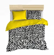 Pościel - pościel z polaru 220x220 + 2 poszewki P 305-10 DUO zebra czarna / żółty - miniaturka - grafika 1