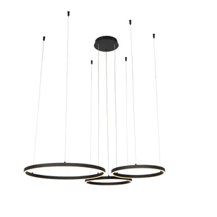 QAZQA Lampa wisząca czarna z 3-punktowym ściemniaczem LED - Anello - Lampy sufitowe - miniaturka - grafika 1