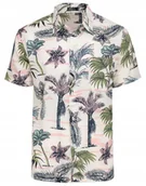 Koszule męskie - KOSZULA MĘSKA HAWAJSKA W PALMY KWIATY B1 LUŹNA 3XL - miniaturka - grafika 1