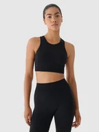 Bielizna sportowa damska - 4F Biustonosz treningowy bezszwowy ze średnim wsparciem 4F x Anna Lewandowska - czarny XXS/XS - miniaturka - grafika 1