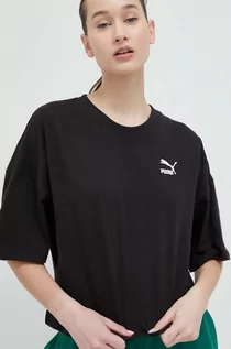 Koszulki sportowe damskie - Puma t-shirt bawełniany kolor czarny - grafika 1