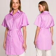 Bluzki damskie - Tunika Codzienna Bawełniana Koszula Oversize Różowa 44/46 2/3XL - miniaturka - grafika 1