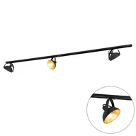 Lampy sufitowe - QAZQA 1-fazowy system szynowy z 3 reflektorami czarnymi regulowanymi - Magnax - miniaturka - grafika 1