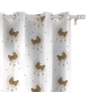 Zasłona dla dzieci BUNNY BLISS wzór D251 | zajączki na księżycu 150 x 300 cm tkanina standard - Firany i zasłony dla dzieci - miniaturka - grafika 1
