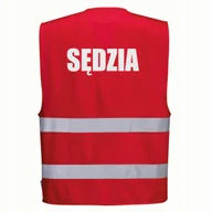 Odzież robocza - Kamizelka odblaskowa PORTWEST F474 Czerwony L/XL nadruk SĘDZIA - miniaturka - grafika 1