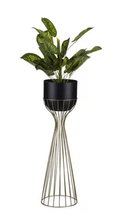 Kwietnik Nowoczesny 68 Cm Złoto Czarny Loft Glamour Wolnostojący - Kwietniki - miniaturka - grafika 1