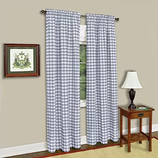 Achim Home Furnishings Pojedyncza zasłona okienna w kratkę Buffalo 102 x 160 cm, szara i biała, BCPN63GY12 - Zasłony - miniaturka - grafika 1