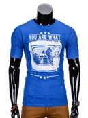 Koszulki męskie - T-shirt męski z nadrukiem - chabrowy S816 - miniaturka - grafika 1