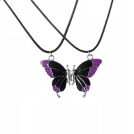 Biżuteria dla dzieci - Naszyjnik BFF Motyl czarno-fioletowy - biżuteria dla przyjaciółek - miniaturka - grafika 1