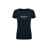 Koszulki i topy damskie - PEPE JEANS KOSZULKA DAMSKA T-SHIRT GRANATOWA r.S - miniaturka - grafika 1