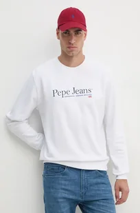 Pepe Jeans bluza bawełniana SEAN męska kolor biały z nadrukiem PM582699 - Bluzy męskie - miniaturka - grafika 1