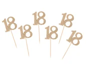 Urodziny dla dorosłych - Godan Pikery na muffiny na osiemnastkę złote - 6 szt. QT-P18Z - miniaturka - grafika 1