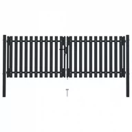 Akcesoria do ogrodzeń - VidaXL Dwuskrzydłowa brama ogrodzeniowa, stal, 306x175 cm, antracytowa 146352 VidaXL - miniaturka - grafika 1