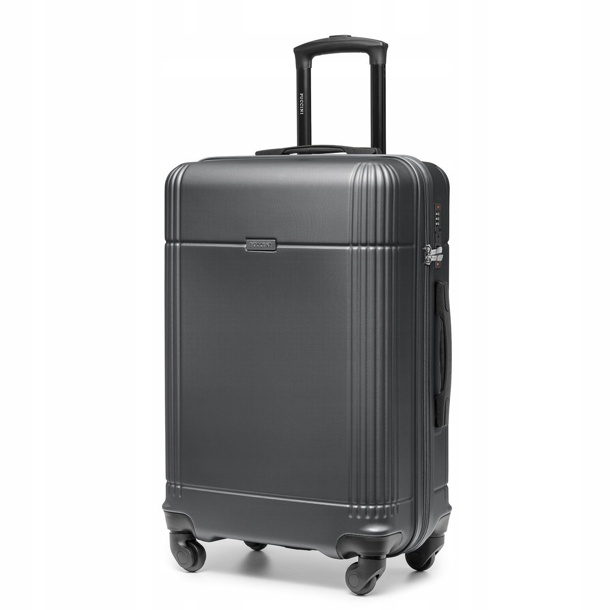 PUCCINI Walizka Średnia Podróżna Na Kółkach Twarda ABS Czarna ABS029B-1