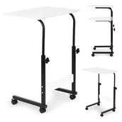 Biurka - Stolik pod laptopa z kółkami biurko dostawiane do fotela kanapy - białe - miniaturka - grafika 1