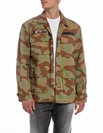Kurtki męskie - Replay Męska kurtka koszulowa z zapięciem na guziki, Tobacco/khaki/Green Camouflage 010, M - miniaturka - grafika 1