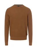 Swetry męskie - Bugatti Męski sweter z dzianiny Mężczyźni Bawełna brązowy jednolity, L - miniaturka - grafika 1