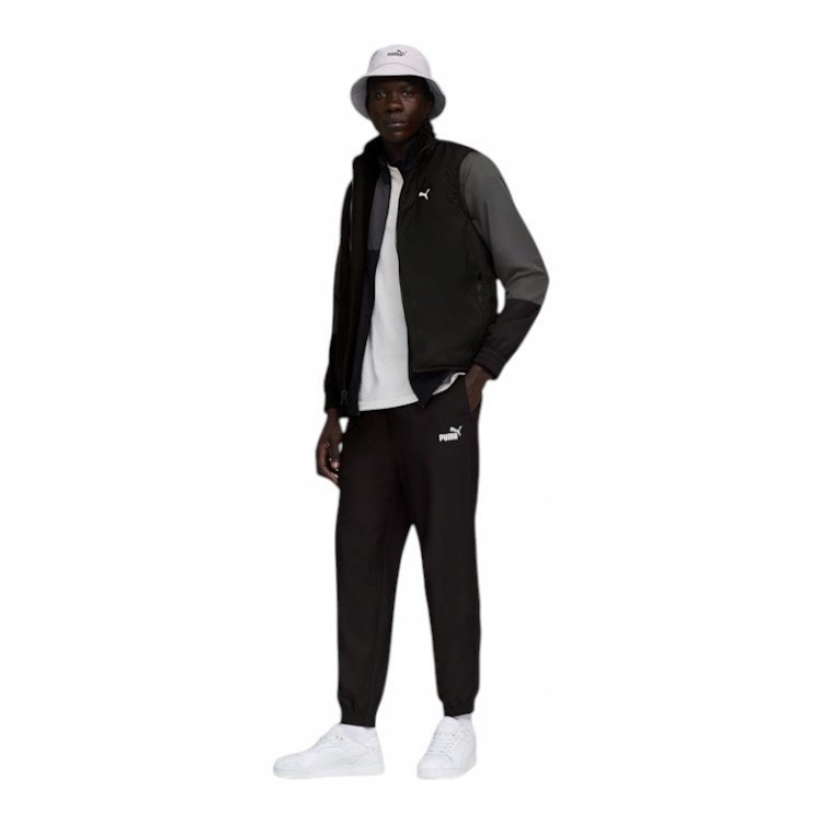 PUMA DRES MĘSKI KOMPLETNY WOVEN COLORBLOCK TRACKSUIT CZARNY/SZARY r.M