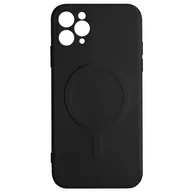 Etui i futerały do telefonów - Etui Magsafe iPhone 11 Pro Max Silikonowe miękkie w dotyku wnętrze Mag Cover Czarne etui - miniaturka - grafika 1