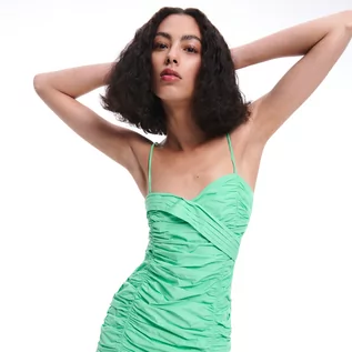 Sukienki - Reserved Sukienka z marszczeniami - Zielony - grafika 1