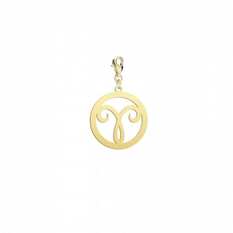 Pozłacany Charms Znak zodiaku BARAN DEDYKACJA