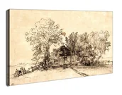 Obrazy i zdjęcia - Cottage among Trees, Rembrandt - obraz na płótnie Wymiar do wyboru: 91,5x61 cm - miniaturka - grafika 1