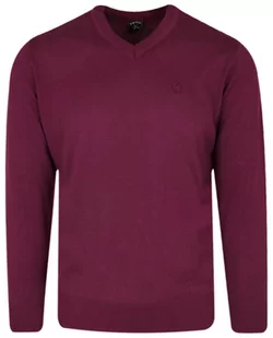 Sweter Różowy, Fuksjowy, Dekolt w Serek, V-neck, Męski -TRIKKO - Trikko - Swetry męskie - miniaturka - grafika 1