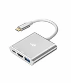 Pozostałe akcesoria sieciowe - TB Adapter HUB USB C 3w1 - HDMI, USB, PD srebrny AKTBXVAU3HMPDAV | - miniaturka - grafika 1
