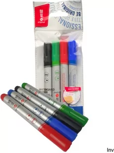 Memobe Markery suchościeralne MEMOBE z okrągłą końcówką 4 kolory czarny czerwony niebieski zielony) MM004-99 - Markery do tablic - miniaturka - grafika 1