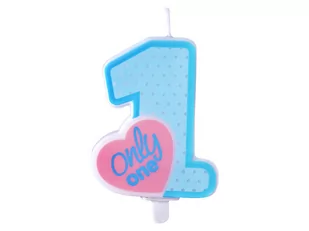 Party Deco Świeczka cyferka jedynka 1 Only One niebieska - 8 cm - 1 szt. SCU2-1-011 - Urodziny dla dorosłych - miniaturka - grafika 1