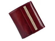 Portfele - SV 010 skórzany portfel z kamieniami swarovskiego ciemna czerwień SV 010 - miniaturka - grafika 1