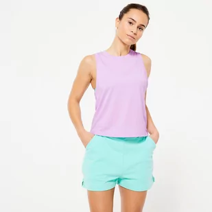 Koszulka bez rękawów damska Domyos Gym & Pilates crop top - Bielizna sportowa damska - miniaturka - grafika 1