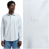 Koszule męskie - Lee PATCH SHIRT Dew elastyczna bawełniana koszula męska małe logo M - miniaturka - grafika 1