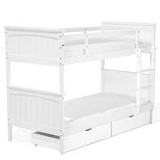 Łóżka dla dzieci i młodzieży - Beliani Łóżko piętrowe z szufladami drewniane 90 x 200 cm białe RADON 249490 - miniaturka - grafika 1