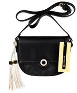 Torebki damskie - Torebka MONNARI Czarna Listonoszka Frędzle - miniaturka - grafika 1