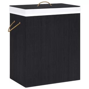 vidaXL Bambusowy kosz na pranie, czarny, 83 L vidaXL - Kosze na bieliznę - miniaturka - grafika 1