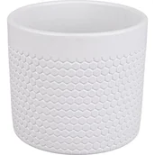 Donice - Ceramik Osłonka doniczki ceramiczna 13.5cm plaster miodu biała - miniaturka - grafika 1