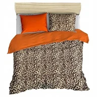 Pościel - pościel z polaru 220x220 + 2 poszewki P 309-7 DUO panterka brąz / orange - miniaturka - grafika 1