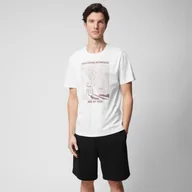 Koszulki męskie - Męski t-shirt z nadrukiem Outhorn OTHWSS24TTSHM1500 - biały - miniaturka - grafika 1