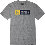 Koszulki męskie - t-shirt męski ETNIES NEW BOX TEE Grey/Black/Yellow - miniaturka - grafika 1