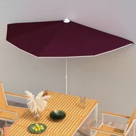 Parasole ogrodowe - vidaXL Półokrągły parasol ogrodowy na słupku, 180x90 cm, bordowy vidaXL - miniaturka - grafika 1