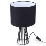 Lampy stojące - Lampa stołowa czarna nocna na szafkę lampka z kloszem abażurem metalowa 41 cm - miniaturka - grafika 1