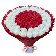 Zestawy upominkowe - Prezent na 70 Urodziny. Mega bukiet mydlany kwiaty mydlane róże 70 szt. Imeniny, Ślub - miniaturka - grafika 1