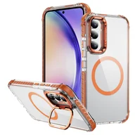 Etui i futerały do telefonów - Pokrowiec TKdaddy do Samsung Galaxy A34 5G Przezroczyste etui na telefon z osłoną podpórki obiektywu kompatybilną z MagSafe Orange - miniaturka - grafika 1