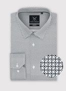 Koszule męskie - Biała koszula męska w czarny mikrowzór - miniaturka - grafika 1