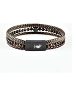 Bransolety męskie - U.S. Polo Assn. Skórzana bransoletka w kolorze ciemnobrązowym - miniaturka - grafika 1